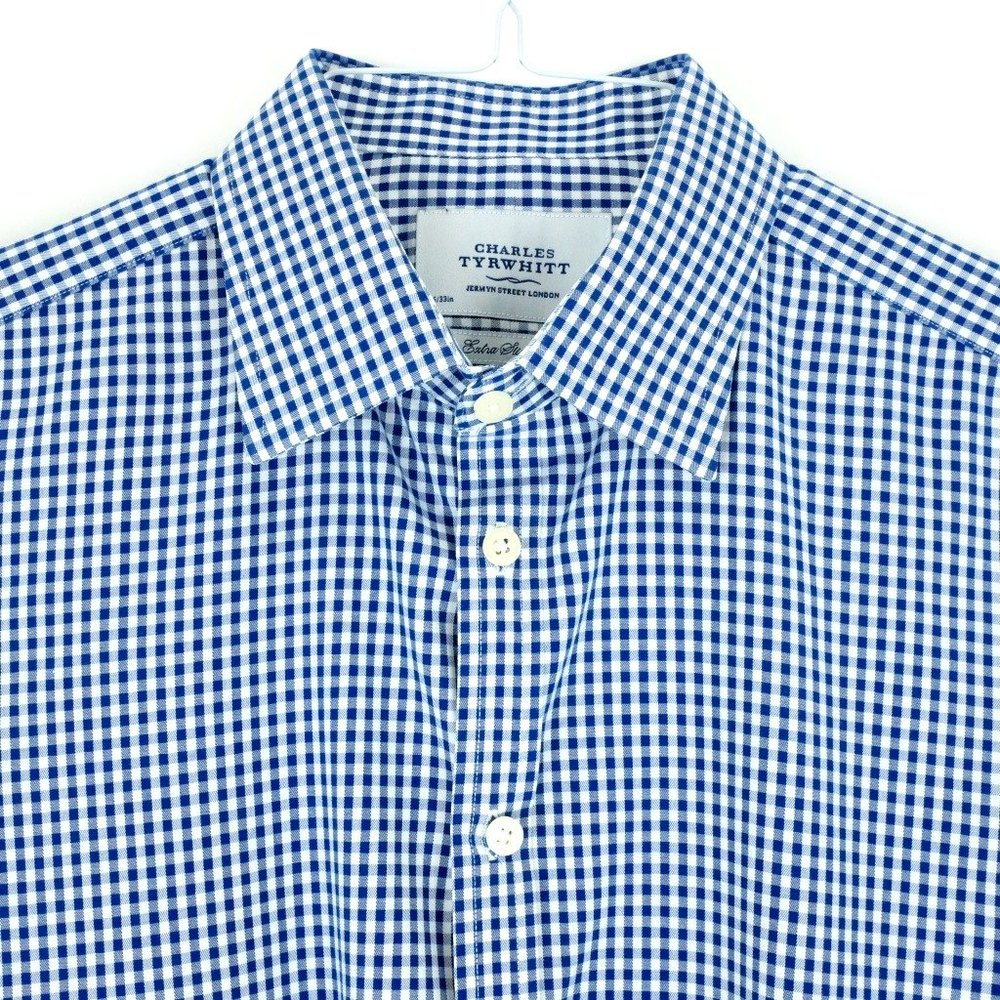 Charles Tyrwhitt Extra Slim Fit 16 / 33 Gingham Check Shirt Medium French Cuffs